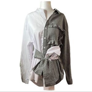 Skoonheid collection button front and back shirt. Long sleeves w/ unique design.